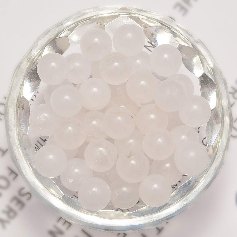 NCB 200pcs 8mm White Jade Loose Beads for Jewelry Making, Natural Semi Precious Beads Round Smooth Gemstones Spacer Beads Charms for Necklaces Bracelets (White Jade, 8mm 200Beads) - Image 2